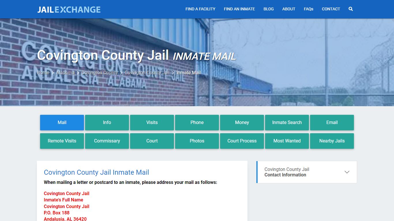 Inmate Mail - Covington County Jail, AL - Jail Exchange