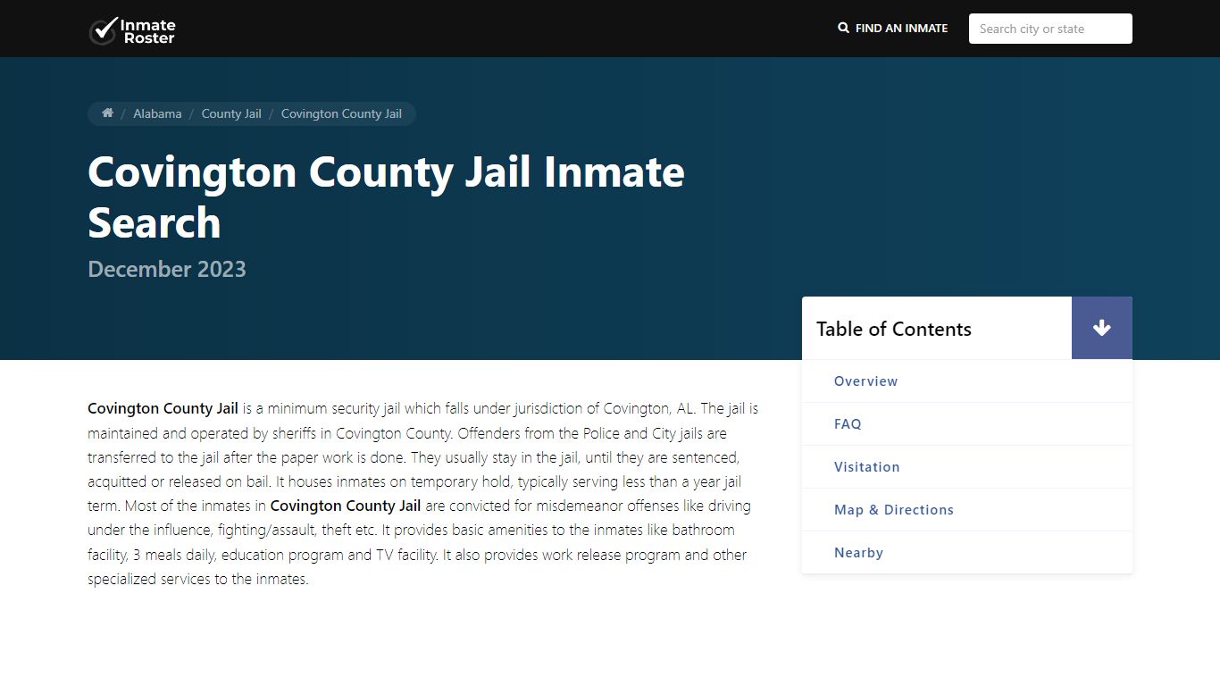 Inmate Search | Covington County Jail - Andalusia, AL