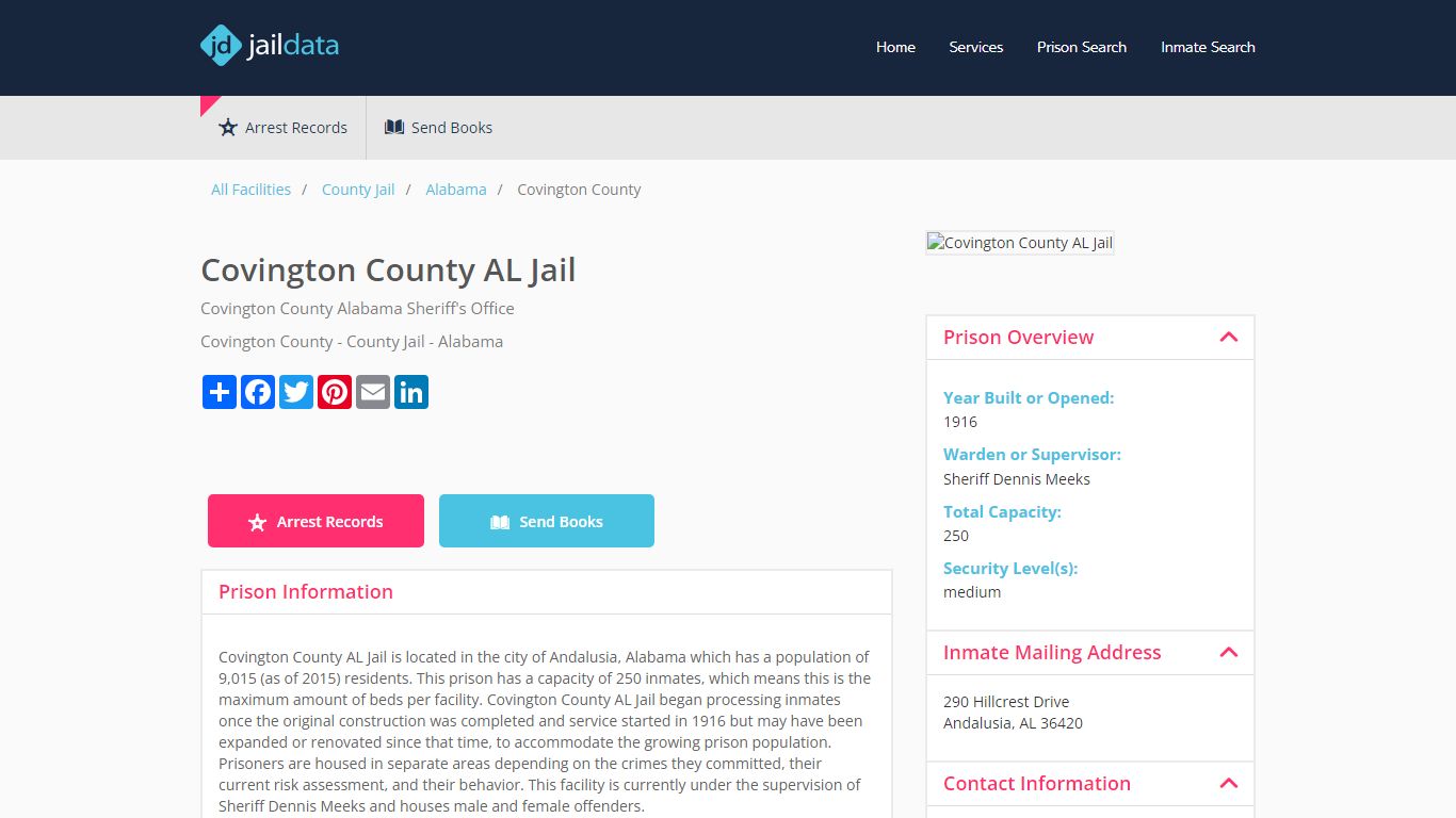 Covington County AL Jail Inmate Search and Prisoner Info - Andalusia, AL